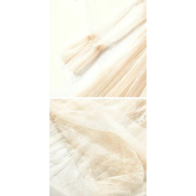 【 贅沢 スパンコール】 シースルー 刺繍 ワンピース キャミソール付 白 レディースのワンピース(ロングワンピース/マキシワンピース)の商品写真