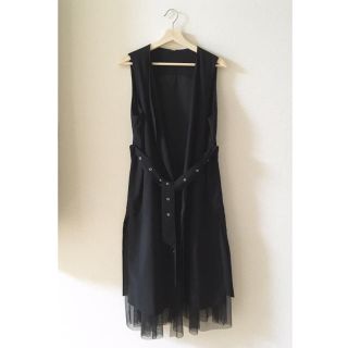 今季完売 MilaOwen ミラオーウェン チュールレイヤードロングベスト ジレ