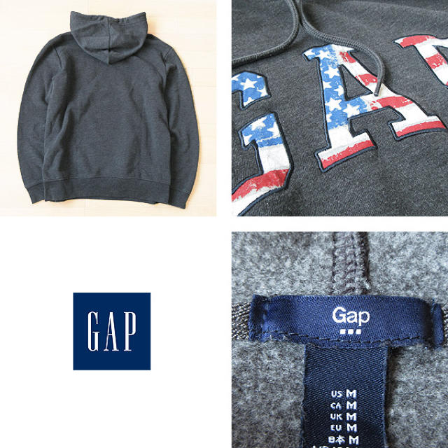 GAP(ギャップ)の美品 Mサイズ GAP ギャップ ビッグロゴパーカー グレー メンズのトップス(パーカー)の商品写真