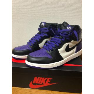 ナイキ(NIKE)の27.5 air jordan1 コートパープル atmos エアジョーダン1(スニーカー)