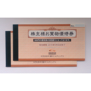 【8000円相当】クリエイトSD優待券500円x16枚(ショッピング)