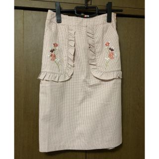 トッコ(tocco)のお取り置き中 tocco closet 花刺繍フリルポケット千鳥柄タイトスカート(ひざ丈スカート)