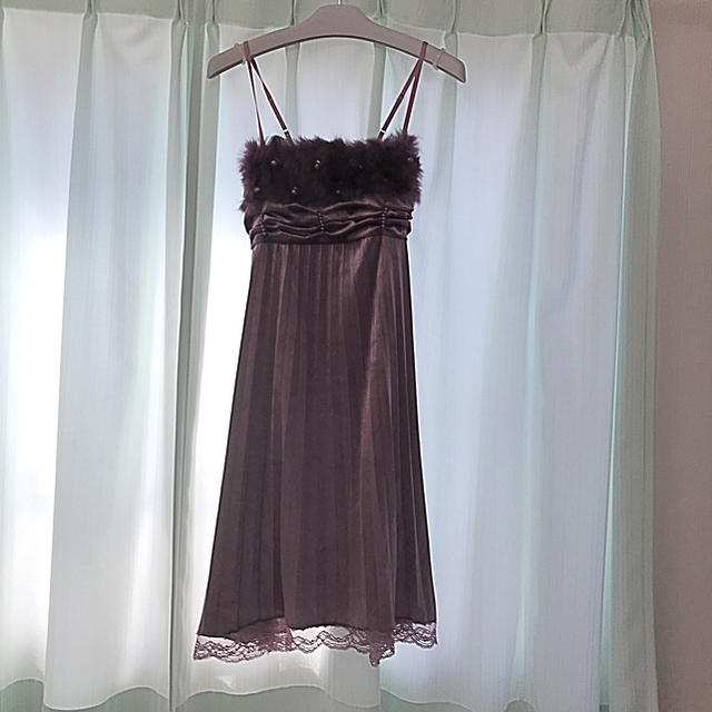 ラビットファー付フォーマルワンピース レディースのフォーマル/ドレス(ミディアムドレス)の商品写真