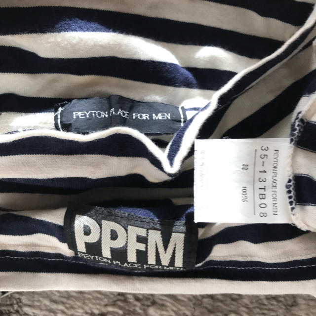 PPFM(ピーピーエフエム)のハイネックロンT 白.紺ボーダー メンズのトップス(Tシャツ/カットソー(七分/長袖))の商品写真