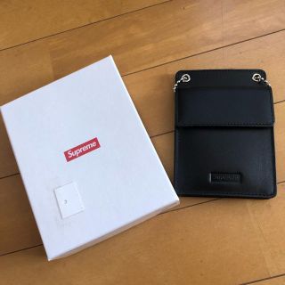 シュプリーム(Supreme)のsupreme Leather ID Holder  Wallet ブラック(折り財布)