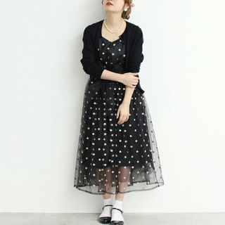 ドットアンドストライプスチャイルドウーマン(Dot&Stripes CHILDWOMAN)のCHILD WOMAN チャイルドウーマン ドットチュールリボンワンピース(ひざ丈ワンピース)