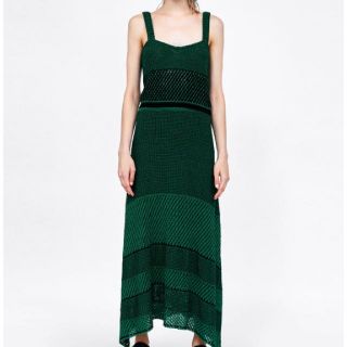 ザラ(ZARA)のZARA グリーンのサマーニットセットアップ(セット/コーデ)