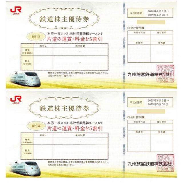 JR九州 株主優待券 チケットの乗車券/交通券(鉄道乗車券)の商品写真