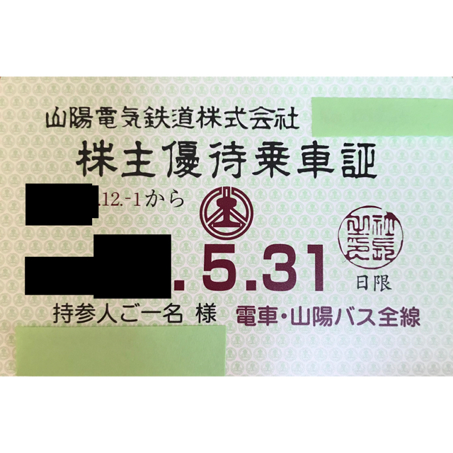 神戸電鉄 簡易書留 株主優待乗車証 最新来年11月末まで