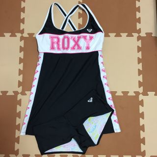 ロキシー(Roxy)の【美品】ロキシーの黒白ピンクのタンキニ水着Ｌサイズ(水着)