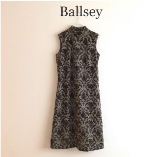 ボールジィ(Ballsey)の美品◇ボールジィ 花柄ベロアロングワンピース 秋冬 アンゴラカシミヤM 通勤仕事(ロングワンピース/マキシワンピース)