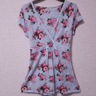 ローラアシュレイ(LAURA ASHLEY)のローラアシュレイ花柄チュニックTシャツUK12(Tシャツ(半袖/袖なし))