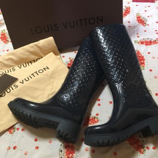 ヴィトン(LOUIS VUITTON) ネイビー レインブーツ/長靴(レディース)の