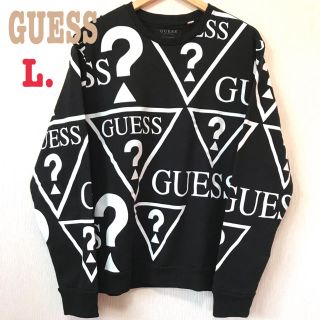 ゲス(GUESS)の日本未発 新品 GUESS 総柄スウェット L モノトーン ゲス(スウェット)