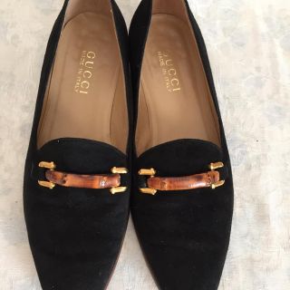 グッチ(Gucci)のGUCCIパンプス★ バンブー黒★スエード(ハイヒール/パンプス)