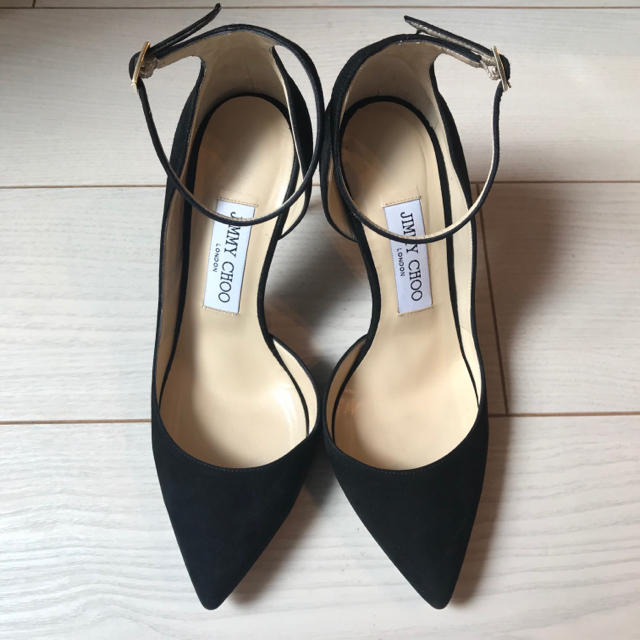 Jimmy Choo Lucy スエードパンプス 黒 アンクルストラップ 37