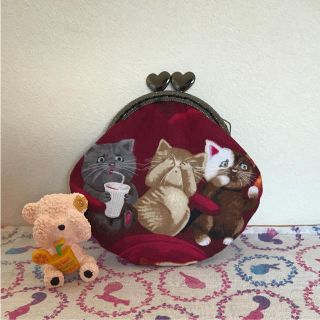 まったり猫ちゃんがま口ポーチハンドメイド(ポーチ)