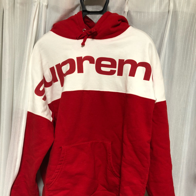 トップスLサイズ supreme blocked hooded sweatshirt