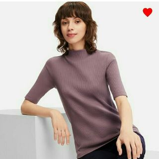 ユニクロ(UNIQLO)のユニクロ ● 紫 ● リブハイネックT ● 新品 ● 今季 ● タグ付

(ニット/セーター)