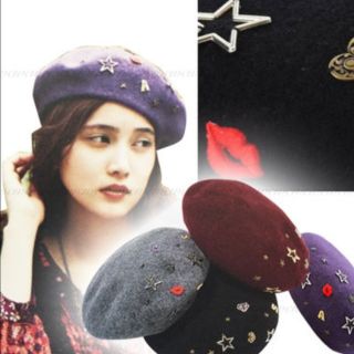 アナスイ(ANNA SUI)のアナスイベレー帽ハンチングキャホラベレー帽子スタッズマウジーロイヤルパーティー(ハンチング/ベレー帽)