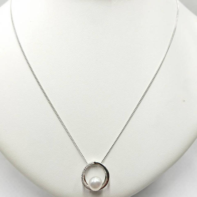 シンプル 淡水真珠❤️キュービック ネックレス