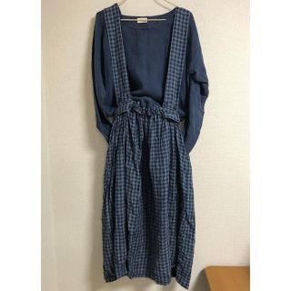 ネストローブ(nest Robe)のネストローブ nest Robe リトアニアリネンサスペンダースカート ブルー(ロングスカート)