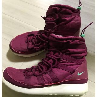 ナイキ(NIKE)のNIKE✳ハイカットスニーカー✳ファーであったかいピンク25cmUSED(スニーカー)