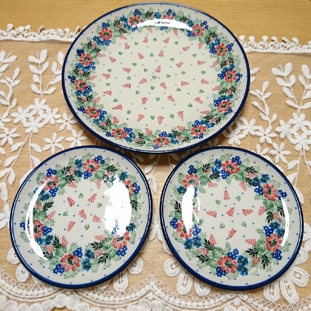 ポーリッシュポタリー 平皿３枚セット - 食器