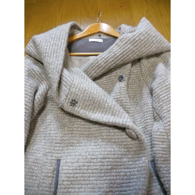 バイカラーベルスリーブショール襟ウール混コート レディースのジャケット/アウター(ロングコート)の商品写真
