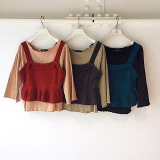 ダブルクローゼット(w closet)のw closet テレコインナー付ニットビスチェ(カットソー(長袖/七分))