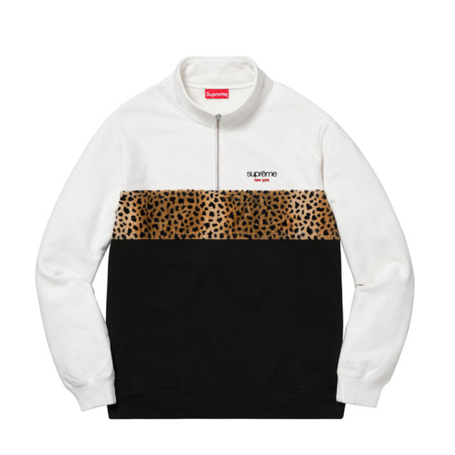 Leopard Panel Half Zip Sweatshirt 18AW