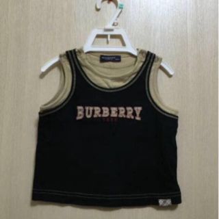 バーバリー(BURBERRY)の男の子90バーバリーの黒×ベージュの夏物ノンスリーブ　　美品(Tシャツ/カットソー)