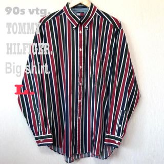 トミーヒルフィガー(TOMMY HILFIGER)の状態良 ☆ 90s トミー ヒルフィガー ビッグシャツ ストライプ L(シャツ)