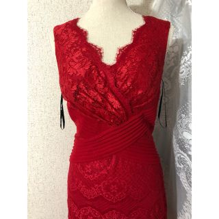 タダシショウジ(TADASHI SHOJI)の新品 タダシショージ ワンピース ドレス レッド　総レース(ひざ丈ワンピース)