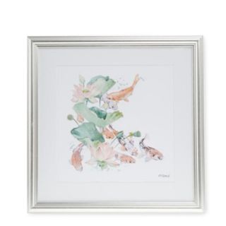 ローラアシュレイ(LAURA ASHLEY)の新品ローラアシュレイ鯉フィッシュ&蓮の花柄プリントフレーム絵画(絵画/タペストリー)