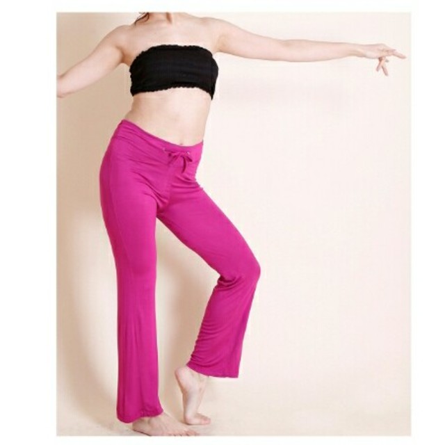 ベリーダンス　レッスンパンツ　ヨガパンツ　ダンス衣装　のびのび　ピンク スポーツ/アウトドアのトレーニング/エクササイズ(ヨガ)の商品写真