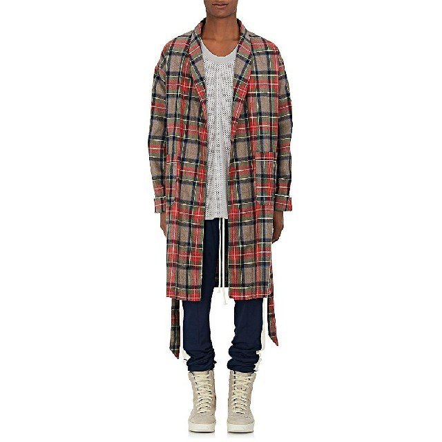 新品FEAR OF GOD Plaid Wool Twill Robe Coat