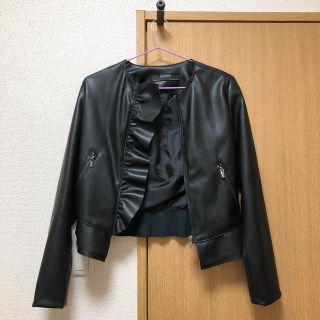 ザラ(ZARA)のZARA♡フリル付きライダース(ライダースジャケット)