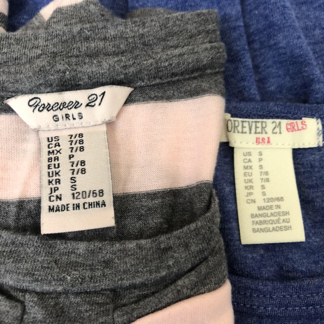 FOREVER 21(フォーエバートゥエンティーワン)のフォーエバー21 ペプラムロンT&ワンピース 120 キッズ/ベビー/マタニティのキッズ服女の子用(90cm~)(Tシャツ/カットソー)の商品写真