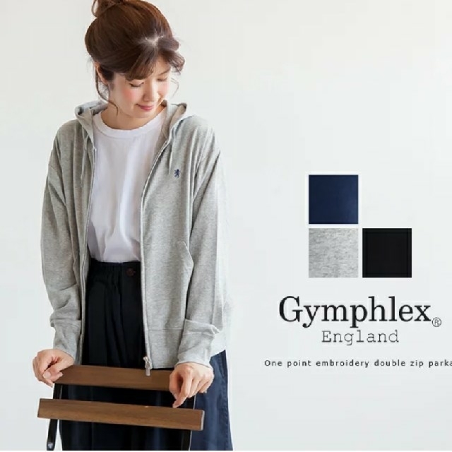 GYMPHLEX(ジムフレックス)のGymphlex ワンポイント刺繍ダブルジップパーカー レディースのトップス(パーカー)の商品写真