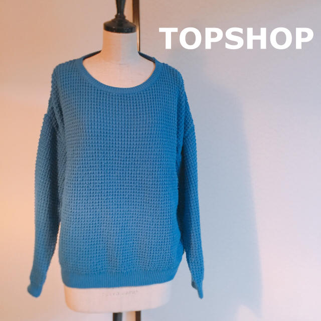 TOPSHOP(トップショップ)のL399 TOPSHOP トップショップ 長袖 ニット ブルー 青 38 丸襟 レディースのトップス(ニット/セーター)の商品写真