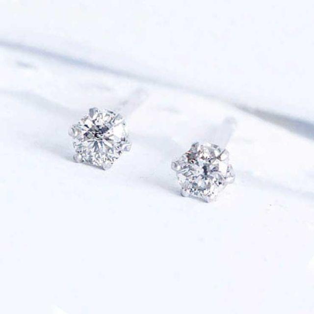 天然 ダイヤモンド 一粒 ピアス 0.1ct　Pt100　鑑別書付