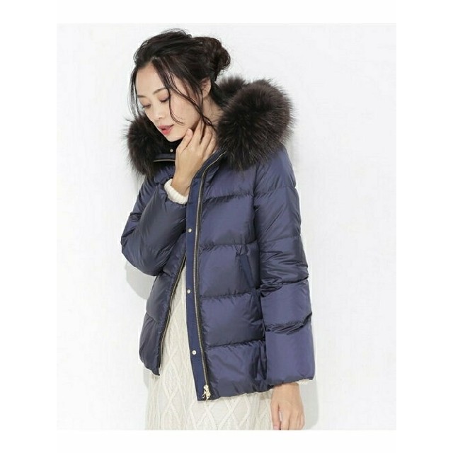 半額品 ナノユニバース×西川ダウン ロングダウン ネイビー 40