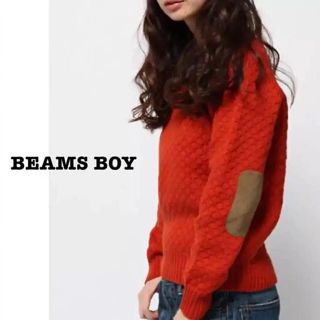 ビームスボーイ(BEAMS BOY)のビームスボーイ（BEAMS BOY） エルボーパッチ クルーネックニット レッド(ニット/セーター)