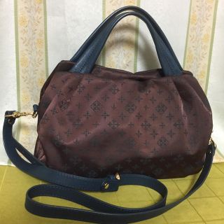 極美品✨ラシットカラーハンドル 2way ハンドバッグ ショルダー バイカラー