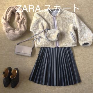 ザラ(ZARA)のZARA 膝丈合皮スカート(ひざ丈スカート)