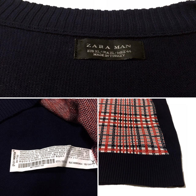 ZARA(ザラ)の美品【ZARA MAN】ザラ 薄手チェックベストXL 濃紺 まりん様予約済み メンズのトップス(ベスト)の商品写真