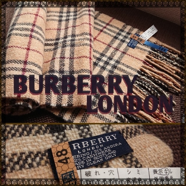 BURBERRY(バーバリー)の新品同様‼️バーバリーロンドン メンズマフラー チェック アンゴラ&カシミア混 メンズのファッション小物(マフラー)の商品写真