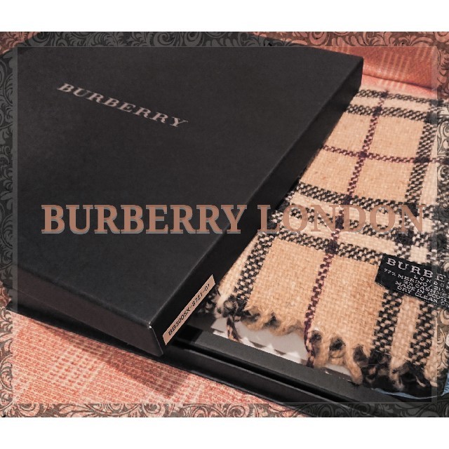 BURBERRY(バーバリー)の新品同様‼️バーバリーロンドン メンズマフラー チェック アンゴラ&カシミア混 メンズのファッション小物(マフラー)の商品写真