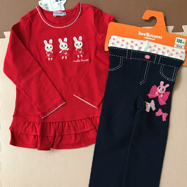 mikihouse(ミキハウス)の専用♡ミキハウス チュニック&スパッツ 100 キッズ/ベビー/マタニティのキッズ服女の子用(90cm~)(Tシャツ/カットソー)の商品写真